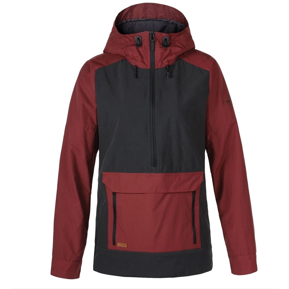 Dakine Pollox Jacket Womens Anorak Pullover Burgundy Gray Quilted Half Zip - XL